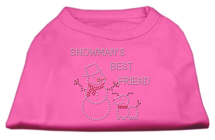 Snowman's Best Friend Rhinestone Shirt Bright Pink M